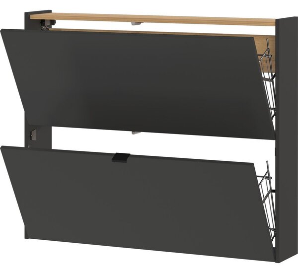 Antracitový výklopný/závěsný botník v dekoru dubu 100x83x18 cm Ameca – Germania