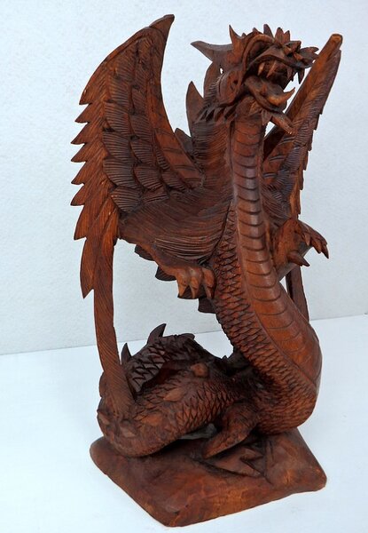 Soška DRAGON , ruční práce, exotické dřevo