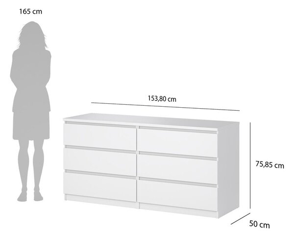 Bílá komoda 154x76x50 cm Naia – Tvilum
