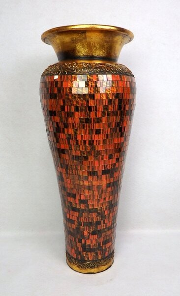 Váza RONA oranžová, 80 cm, podlahová, keramika, ruční práce