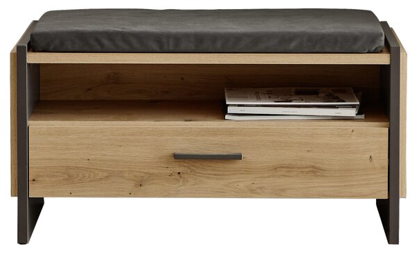 ŠATNÍ LAVICE, šedá, dub artisan, 87,1/47,9/41,3 cm Hom`in