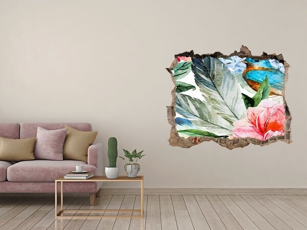 Díra 3D fototapeta nástěnná Květiny a ptáci nd-k-83956039
