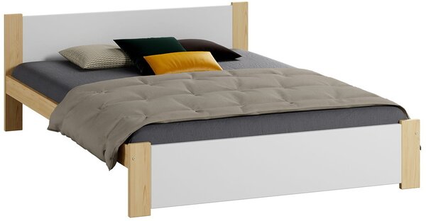 Dřevěná postel DMD 3, 120x200 + rošt ZDARMA, borovice / bílá