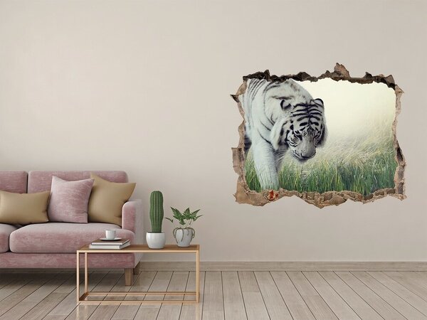 Díra 3D fototapeta nálepka Bílý tygr nd-k-84071201