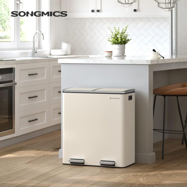 SONGMICS Odpadkový koš s víkem JORDAN 2x30 l krémový