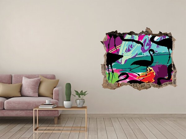 Díra 3D fototapeta nástěnná Nálepka plameňáci nd-k-85154046
