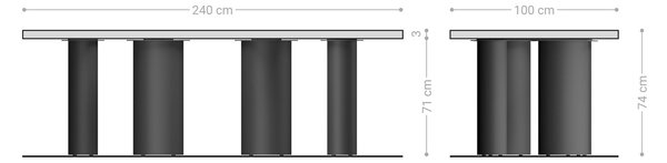 DELIFE Jídelní stůl Edge 240x100 akácie přírodní pilier nerezová ocel broušená Live-Edge