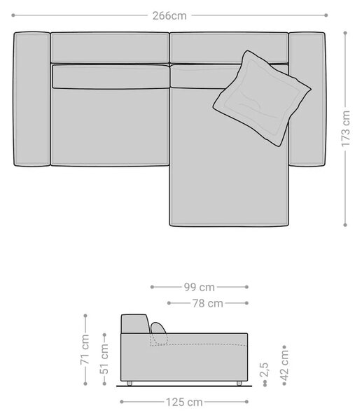 DELIFE Rohová pohovka Sirpio XL 270x170 cm bouclé krémovo-bílá variabilní lenoška