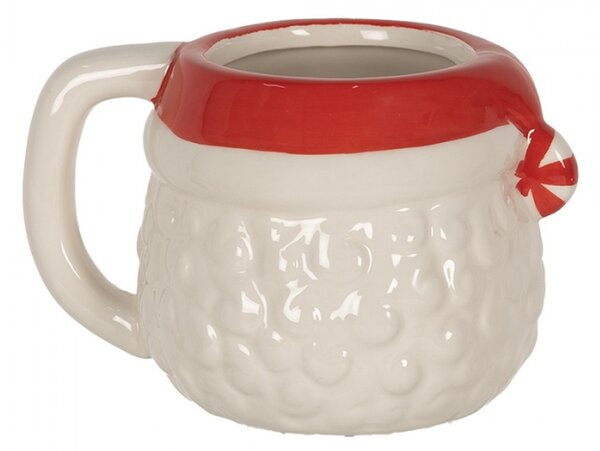 Bílo-červený keramický hrnek Santa Claus – 450 ml