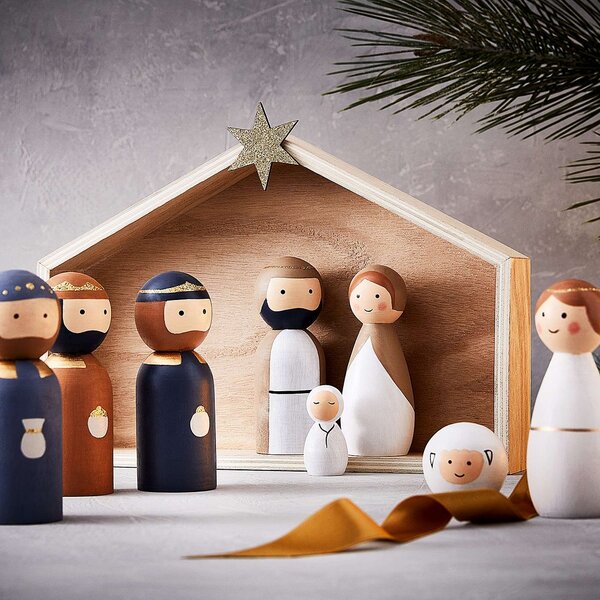 X-MAS Dřevěný betlém 9 dílů