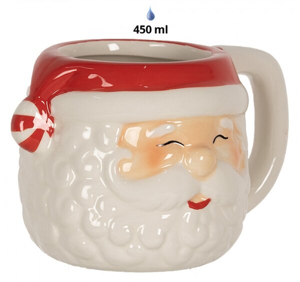 Bílo-červený keramický hrnek Santa Claus – 450 ml