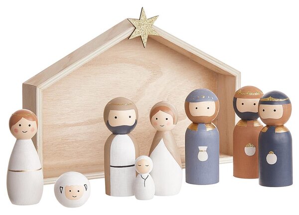 X-MAS Dřevěný betlém 9 dílů
