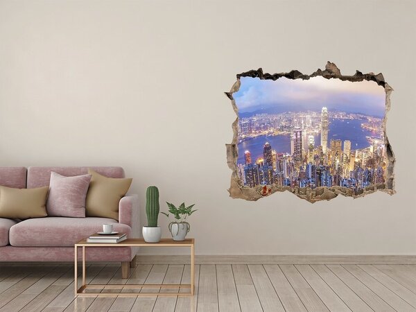 Fototapeta díra na zeď 3D Hongkong panorama nd-k-89343951
