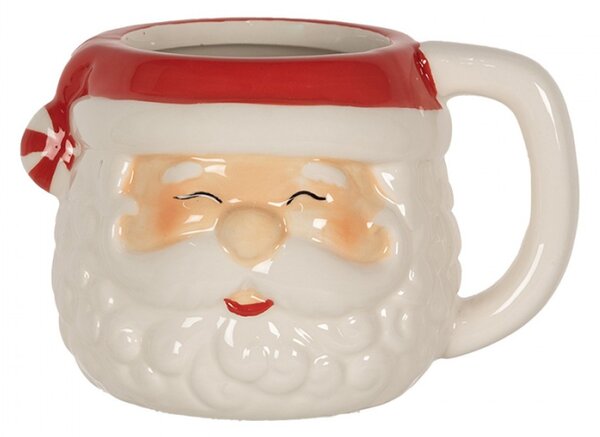 Bílo-červený keramický hrnek Santa Claus – 450 ml