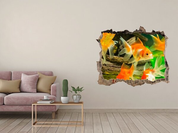 Díra 3D foto tapeta nálepka Zlaté rybičky nd-k-89540196