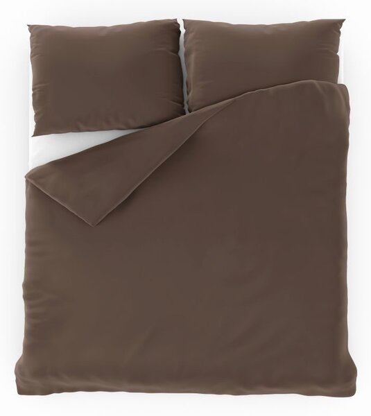 Saténové bavlněné prodloužené povlečení LUXURY COLLECTION 140x220, 70x90cm tmavě hnědé