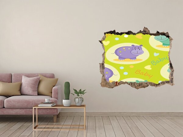 Díra 3D foto tapeta nálepka Hroši nd-k-89402054