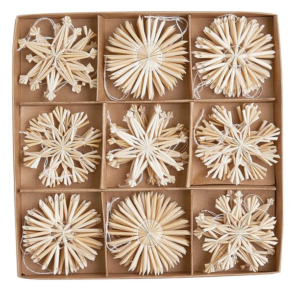 X-MAS Slaměné ozdoby 36 ks 6 cm - bílá