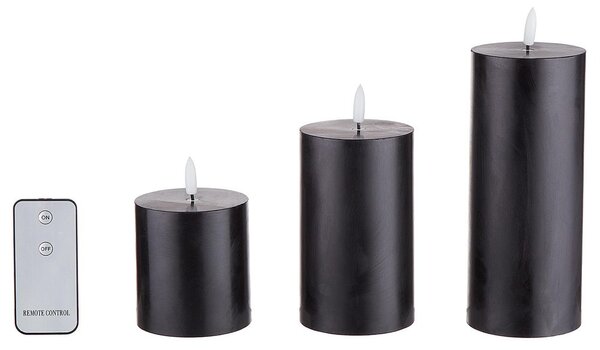 NORDIC LIGHT LED Svíčky 3 ks - černá
