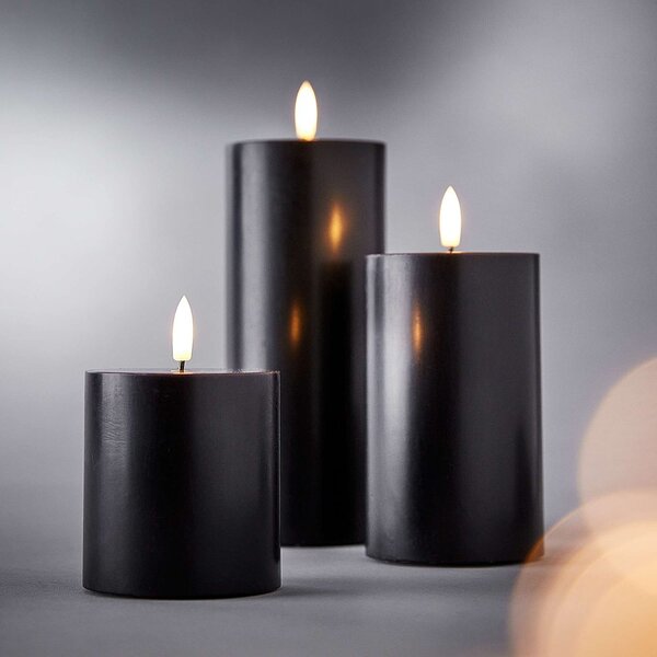 NORDIC LIGHT LED Svíčky 3 ks - černá
