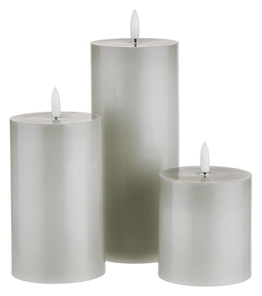 NORDIC LIGHT LED Svíčky 3 ks - šedá