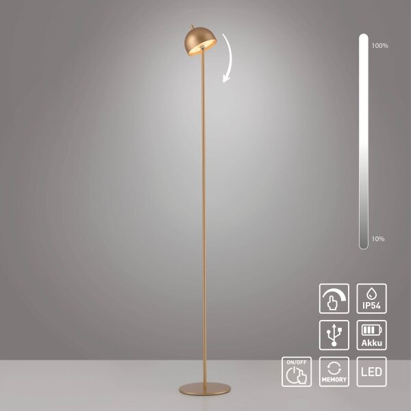 Schöner Wohnen 19245-12 - LED Stm. stojací lampa BELLIS LED/2,5W/5V IP54 zlatá