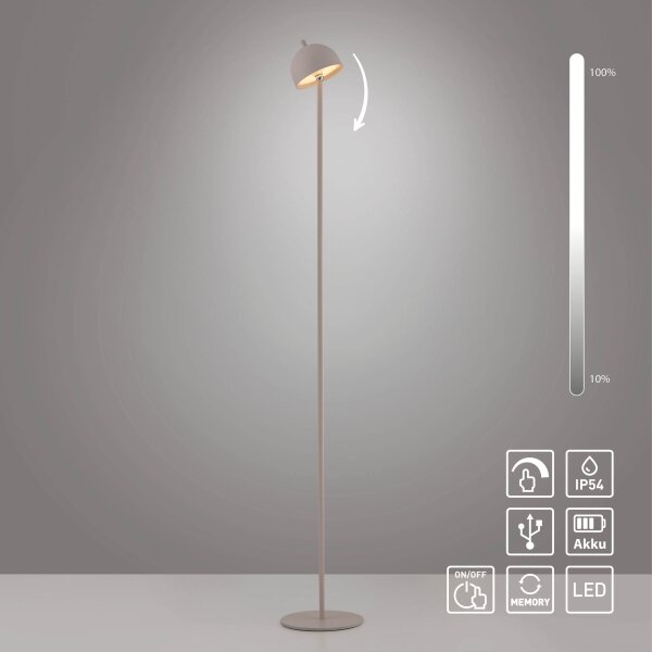 Schöner Wohnen 19245-39 - LED Stm. stojací lampa BELLIS LED/2,5W/5V IP54 šedá