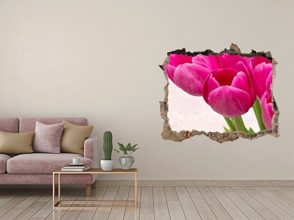 Samolepící díra na stěnu Růžové tulipány nd-k-90952565