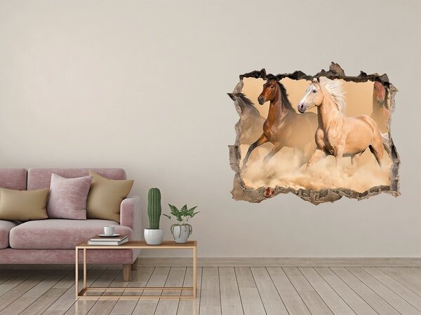 Díra 3D foto tapeta nálepka Koně poušť nd-k-90840320