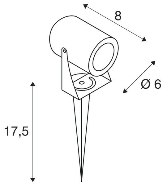 BIG WHITE SLV LED SPIKE LED venkovní svítidlo s trnem, antracit, IP55, 3000K, 40°. 1002201