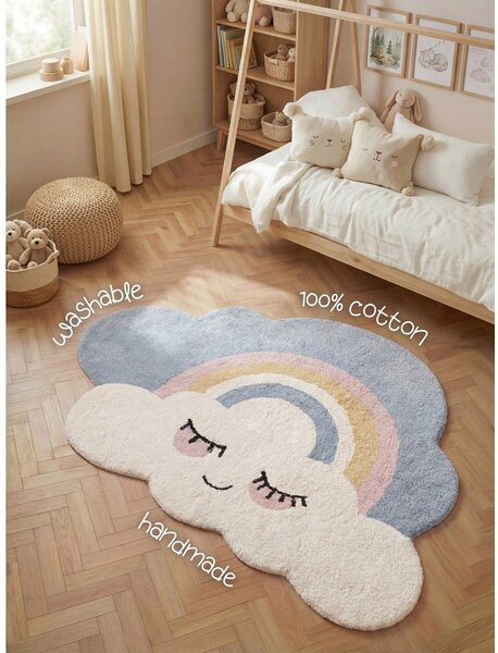 Krémový pratelný/ručně tkaný bavlněný dětský koberec 140x200 cm Snuggle Nappi – Hanse Home