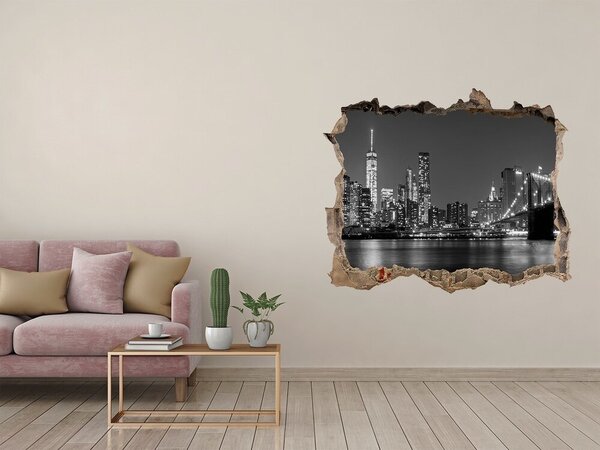Foto fotografie díra na zeď Manhattan noc nd-k-92771254