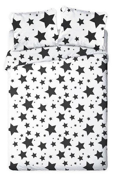 Francouzské povlečení Hvězdy černobílé Bavlna, 220/200, 2x70/80 cm