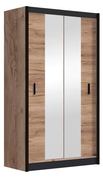 Šatní skříň se zrcadlem MIRO 120x215x61 cm dub craft/černá