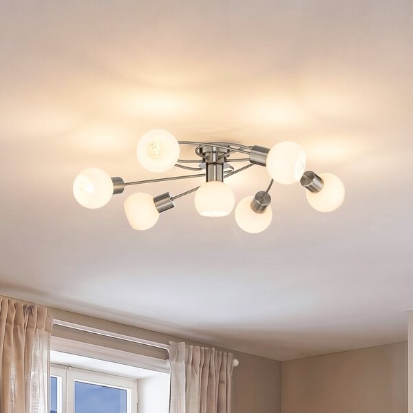 Stropní Lampa Lindby, Ciala, stmívatelné, Metalická, Obývací pokoj, Sklo, Moderní