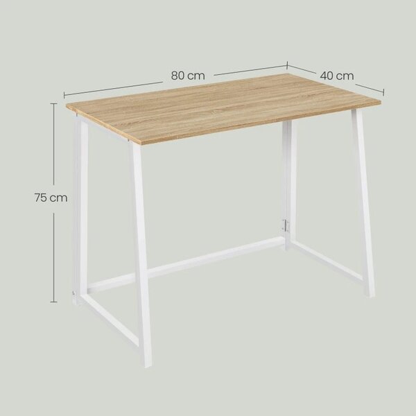 Set do pracovny ZARIMO stůl 80x40 cm, bílá/dub sonoma + křeslo AVOLA z eko kůže, černé