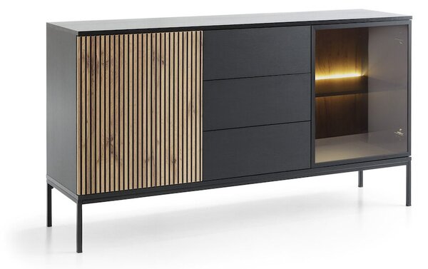 Moderní komoda SONNY KSZ154 LED, černá / dub votan