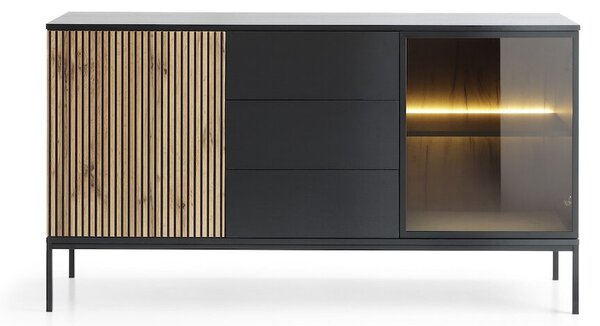 Moderní komoda SONNY KSZ154 LED, černá / dub votan