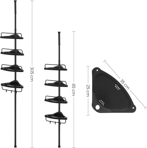 SONGMICS Teleskopická rohová police do koupelny 85-305 cm