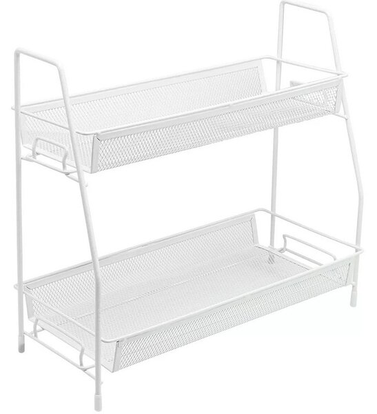 VERK GROUP Dvoupatrová police, kovová LOFT - bílá, 31 x 17 x 32,5 cm