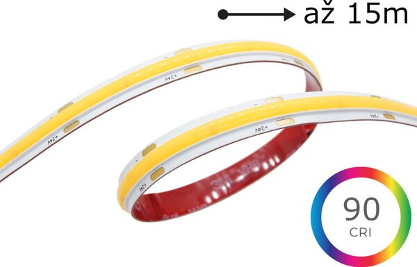 LED pásek LONG-15 COB 10W/m, 24V, IP20, 504LED/m, CRI90 Barva světla: Teplá bílá, 2700K