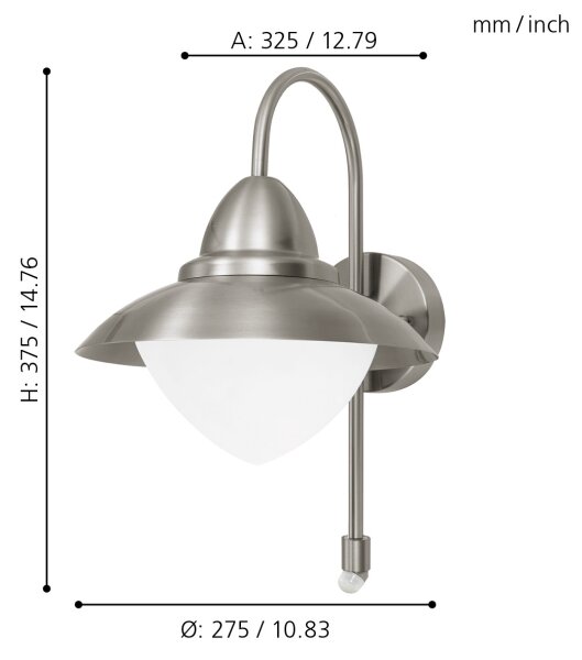 EGLO 87105 - Venkovní senzorové nástěnné svítidlo SIDNEY 1xE27/60W IP44