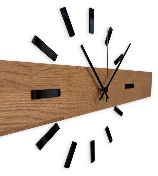 Rustikální dubové hodiny na zeď - minimalistická skandinávská dřevěná dekorace - DRORES: Stříbrné ručičky 60 cm 4684-111273 MAS021-3072-akcia20