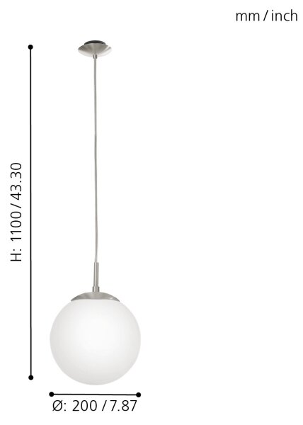 EGLO 85261 - Lustr na lanku RONDO 1xE27/60W/230V pr. 20 cm