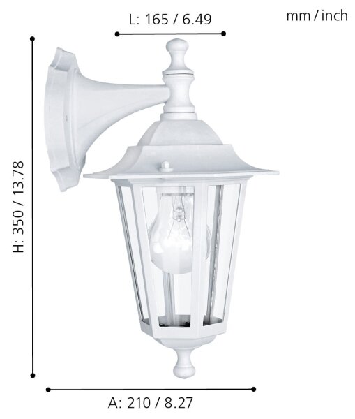 EGLO 22462 - Venkovní nástěnné svítidlo LATERNA 5 1xE27/60W/230V IP44 bílá