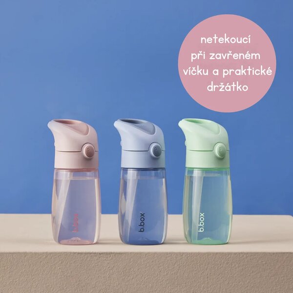Láhev na pití s brčkem Junior, 380ml, b.box, spearmint