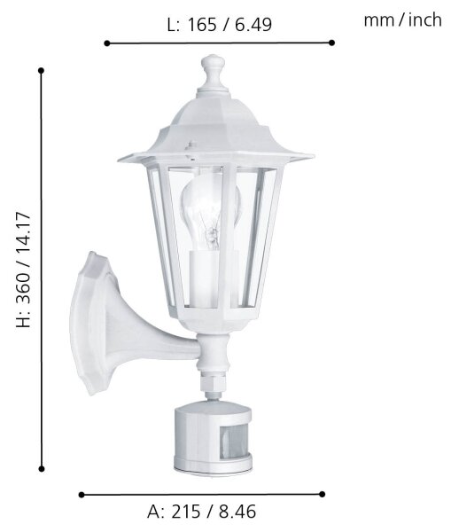 EGLO 22464 - Venkovní svítidlo s čidlem LATERNA 5 1xE27/60W/230V
