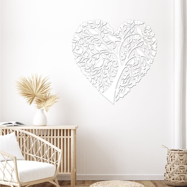 Dřevo života | Dřevěná dekorace na zeď ZPÍVAJÍCÍ SRDCE | Barva: Bílá | Rozměry (cm): 40x40
