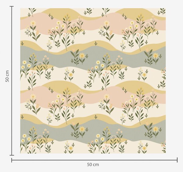 Tapety Zvlněné luční květy v pastelovém minimalistickém stylu, Tapety květiny, a00396 : uwalls.cz