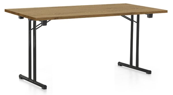 Skládací stůl 160 x 80 cm, černá podnož, dub kamenný